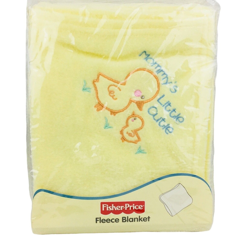 Fisher Price Mommy's Little Cutie Baby Blanket Yellow Fleece Ducks‎ 30x40 Unisex
